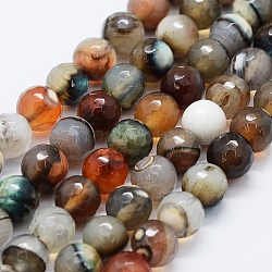 Natürliche Achat Perlen Stränge, gefärbt, facettiert, Runde, 8 mm, Bohrung: 0.5 mm, ca. 47 Stk. / Strang, 14.9 Zoll