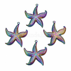 Pendente in lega, cadmio & nichel &piombo libero, stella di mare, colore arcobaleno, 48.5x44x4.5mm, Foro: 2 mm