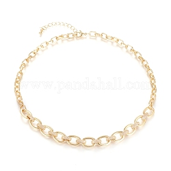 Латунные кабельные цепи ожерелья, с прозрачными фианитами и застежками из лобстера, текстурированный, долговечный, золотые, 16.93 дюйм (43 см)