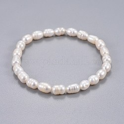 Cuentas de perlas naturales estiran pulseras, blanco, 2-1/8 pulgada (5.3 cm)