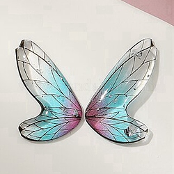 Colgantes de resina transparente de color degradado, dijes de ala de mariposa con lámina de plata, cian, 19x11.5x2mm
