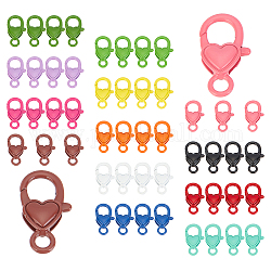 PandaHall 13 Colors Heart Lobster Claw Clasps, 52pcs Colorful Jewelry Clasps Heart Lobster Clips Hooks 27 x 15 mm Cord End Clasps for DIY Jewelry Bracelet Necklace Keychain Making