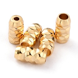 Abalorios de latón, Plateado de larga duración, barril, real 24k chapado en oro, 6x3mm, agujero: 1.8 mm