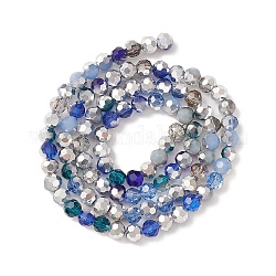 Chapelets de perles en verre électroplaqué, facetté (32 facettes), demi-argenté, ronde, bleu de Prusse, 6x5mm, Trou: 1.4mm, Environ 100 pcs/chapelet, 20.87'' (53 cm)