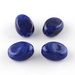 Perles acryliques ovales d'imitation pierre précieuse, bleu moyen, 18x13x9.5mm, Trou: 2mm, environ 310 pcs/500 g