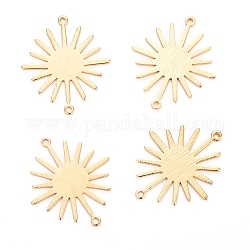 Brass Solar Eclipse Links Connectors, Long-Lasting Plated, Sun, Real 14K Gold Plated, 26.5x22.5x0.8mm, Hole: 1.2mm