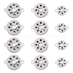 Superfindings 18pcs 3 boutons pression en alliage de style, pour la fabrication de bijoux à breloques interchangeables, plat rond, platine, 17.5~25x12~19x4~5mm, Trou: 1.6~2.5mm, 6 pièces / style