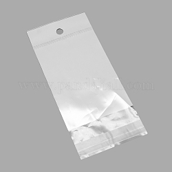 Bolsas de celofán de opp de película de perlas, sellado autoadhesivo, con orificio para colgar, Rectángulo, blanco, 13.5x7 cm, espesor unilateral: 0.035 mm, medida interior: 9x7 cm, agujero: 6 mm