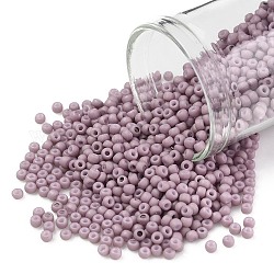 Toho perles de rocaille rondes, Perles de rocaille japonais, (766) lilas clair givré pastel opaque, 11/0, 2.2mm, Trou: 0.8mm, environ 1110 pcs/10 g