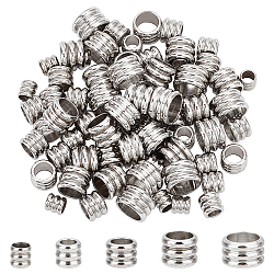PH PandaHall 100pcs 5 Style Column Spacer Beads, Silver Spacer Beads Metal Spacer Beads Stainless Steel Loose Beads Large Hole Bead for Bracelets Necklace DIY Jewelry Making
