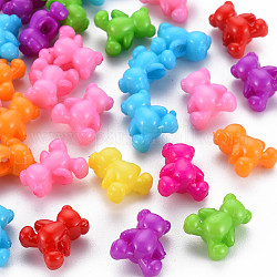 Пластиковые кнопки 1-отверстие, медведь, разноцветные, 13.5x11.5x7.5 мм, отверстие : 2 мм, около 1000 шт / упаковка