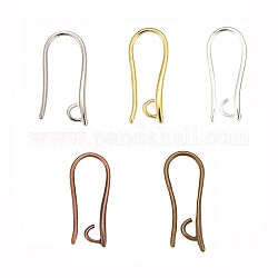 40Pcs 5 Colors Brass Earring Hooks for Earring Designs, Ear Wire, with Horizontal Loop, Lead Free & Cadmium Free, Mixed Color, 20.5x8.5x2.5mm, Hole: 2mm, Pin: 1mm, 8pcs/color