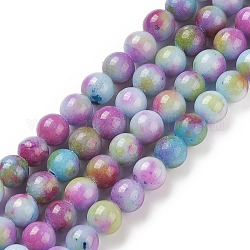 Chapelets de perles de jade naturel, teinte, ronde, violet, 8mm, Trou: 1mm, Environ 50 pcs/chapelet