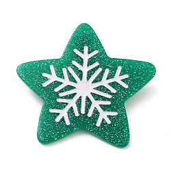 Star with Snowflake Cellulose Acetate(Resin) Alligator Hair Clips, with Golden Iron Clips, for Women Girls, Medium Sea Green, 48.5x51x11.5mm