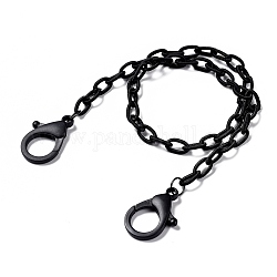 Collares de cadena de cable de nailon personalizados, cadenas de gafas, cadenas de bolsos, con cierres de langosta de plástico, negro, 19.68 pulgada (50 cm)