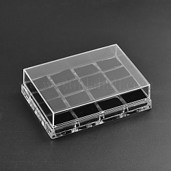 Quaderförmigen organischen Glasring Display-Boxen, mit Velours, 16 compertments, Transparent, 14.5x10.7x4 cm