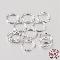 925 anillas abiertas de plata de primera ley con baño de rodio, anillos redondos, Platino, 8x0.8mm