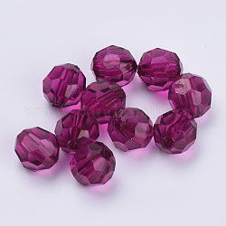 Perles en acrylique transparente, facette, ronde, violet, 10x9.5mm, Trou: 1.8mm, environ 990 pcs/500 g