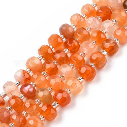 Chapelets de perles en cornaline naturelle, avec des perles de rocaille, facette, rondelle, 8x6mm, Trou: 1 mm