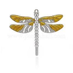Grandi pendenti in lega di libellula smaltata, con rhinestone di cristallo, platino, oro, 57x64x5mm, Foro: 2 mm