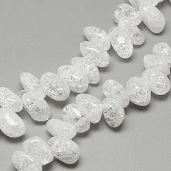 Natürliche Crackle Quarz Kristall Perlen Stränge, Chip, 15~26x10~15x7~15 mm, Bohrung: 1 mm, ca. 45~55 Stk. / Strang, 15.7 Zoll