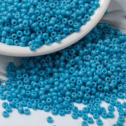 Miyuki runde Rocailles Perlen, japanische Saatperlen, (rr413) undurchsichtiges Türkisblau, 8/0, 3 mm, Loch: 1 mm ca. 422~455 Stück / Flasche, 10 g / Flasche