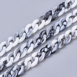 Handgefertigte Bordsteinketten aus Acryl, Nachahmung Edelstein-Stil, gainsboro, 14x10x3 mm, ungefähr 39.37 Zoll (1m)/Strang