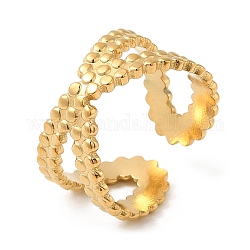 304 anneaux de manchette ouverts croisés en acier inoxydable pour femmes, véritable 18k plaqué or, nous taille 3 (14 mm)