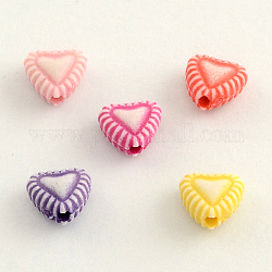 Perles en acrylique de style artisanal, cœur, couleur mixte, 7.5x8x4mm, Trou: 2mm, environ 310 pcs/50 g