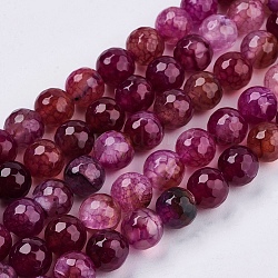 Natürliche Achat runde Perlen Strang, gefärbt, facettiert, Kamelie, 10 mm, Bohrung: 1 mm, ca. 38 Stk. / Strang, 14.56 Zoll