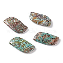 Pendants de pierres gemmes naturelles, feuille, teints et chauffée, turquoise, 45~47x25~25.5x6~8mm, Trou: 1.6mm