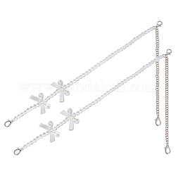 Arricraft 2 pz cinturini per borsa in rilievo imitazione perla regolabile in abs, con bowknot e fermagli in lega di artiglio di aragosta, chiaro, 29~45.5cm