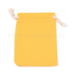 Polycotton Canvas Packing Pouches, Reusable Muslin Bag Natural Cotton Bags with Drawstring Produce Bags Bulk Gift Bag Jewelry Pouch for Party Wedding Home Storage, Gold, 12x9cm
