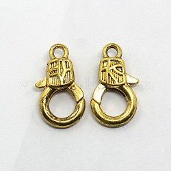 Alloy Lobster Claw Clasps, Antique Golden, 18x10x4mm, hole: 2mm