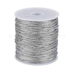 Fili metallici con fili intrecciati per gioielli, argento, 1mm, 109.36iarde / rotolo (100m / rotolo)