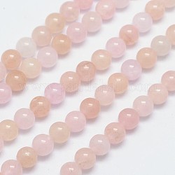 Chapelets de perles en morganite naturelle, ronde, 6mm, Trou: 1mm, Environ 66 pcs/chapelet, 15.5 pouce