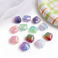 Perles en acrylique transparentes craquelées, dégradé de couleur, carrée, couleur mixte, 23.9x23.5x13mm, Trou: 3.5mm