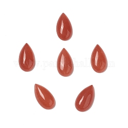 Cabochon di giada malaysia naturale, tinto, lacrima, rosso scuro, 15x8x3.5~4mm