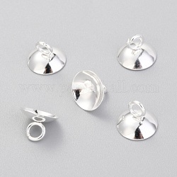 Bélière pendentif coupelles en 201 acier inoxydable, pour les pendants de couverture de bulle de verre de globe, couleur d'argent, 7x10mm, Trou: 3mm