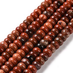 Chapelets de perles en jaspe rouge naturel, grade AB, rondelle, 8x5mm, Trou: 1.2mm, Environ 70~74 pcs/chapelet, 14.76~15.08'' (37.5~38.3 cm)