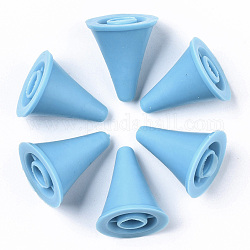 Tapas de aguja de tejer herramientas de tejer diy plástico, tope para agujas de tejer, azul dodger, 20x17mm, agujero: 5 mm