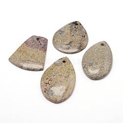 Natürliche dendritische Jaspis-Anhänger, Chohua Jaspis, Mischformen, 30~61x22~52x5~7 mm, Bohrung: 1.5~2 mm