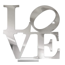 Soporte de exhibición de acrílico personalizado, la palabra amor, plata, 15.5x15x0.25 cm