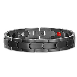 Bracelets de bracelet de montre en acier inoxydable Shegrace, gunmetal, 8-5/8 pouce (22 cm)