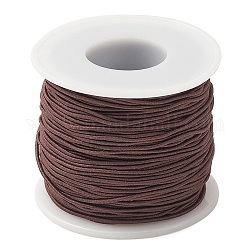 Cordino elastico rotondo in poliestere, cordino elastico regolabile, con la bobina, caffè, 1mm, circa 49.21 iarde (45 m)/rotolo