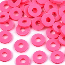 Handmade Polymer Clay Beads, for DIY Jewelry Crafts Supplies, Disc/Flat Round, Heishi Beads, Camellia, 6x1mm, Hole: 2mm, about 1175pcs/50g