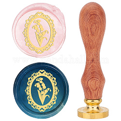 CRASPIRE Flower Wax Seal Stamp 25mm Oval Bouquet Sealing Wax Stamps Retro Rosewood Handle Removable Brass Head for Wedding Invitations Envelopes Halloween Christmas Thanksgiving Gift Packing