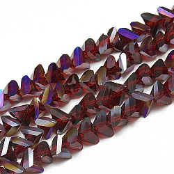 Chapelets de perles en verre électroplaqué, triangle facettes, rouge foncé, 6x5x4mm, Trou: 1.2mm, Environ 100 pcs/chapelet, 12.99 pouce