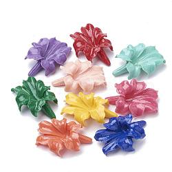 Synthetic Coral Beads, Dyed, Flower, Mixed Color, 44~45x33~34x13mm, Hole: 1.2mm