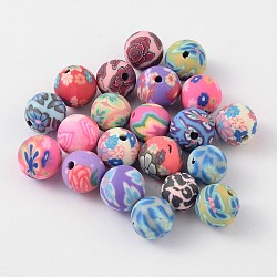 8 mm handgefertigten Fimo Perlen, Runde, Mischfarbe